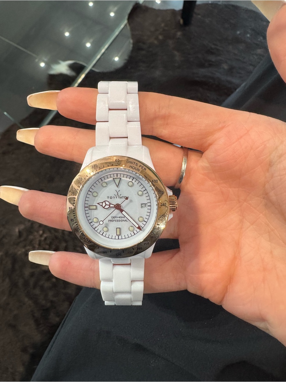 New ToyWatch Professional White Plasteramic Watch Rose Gold Bezel